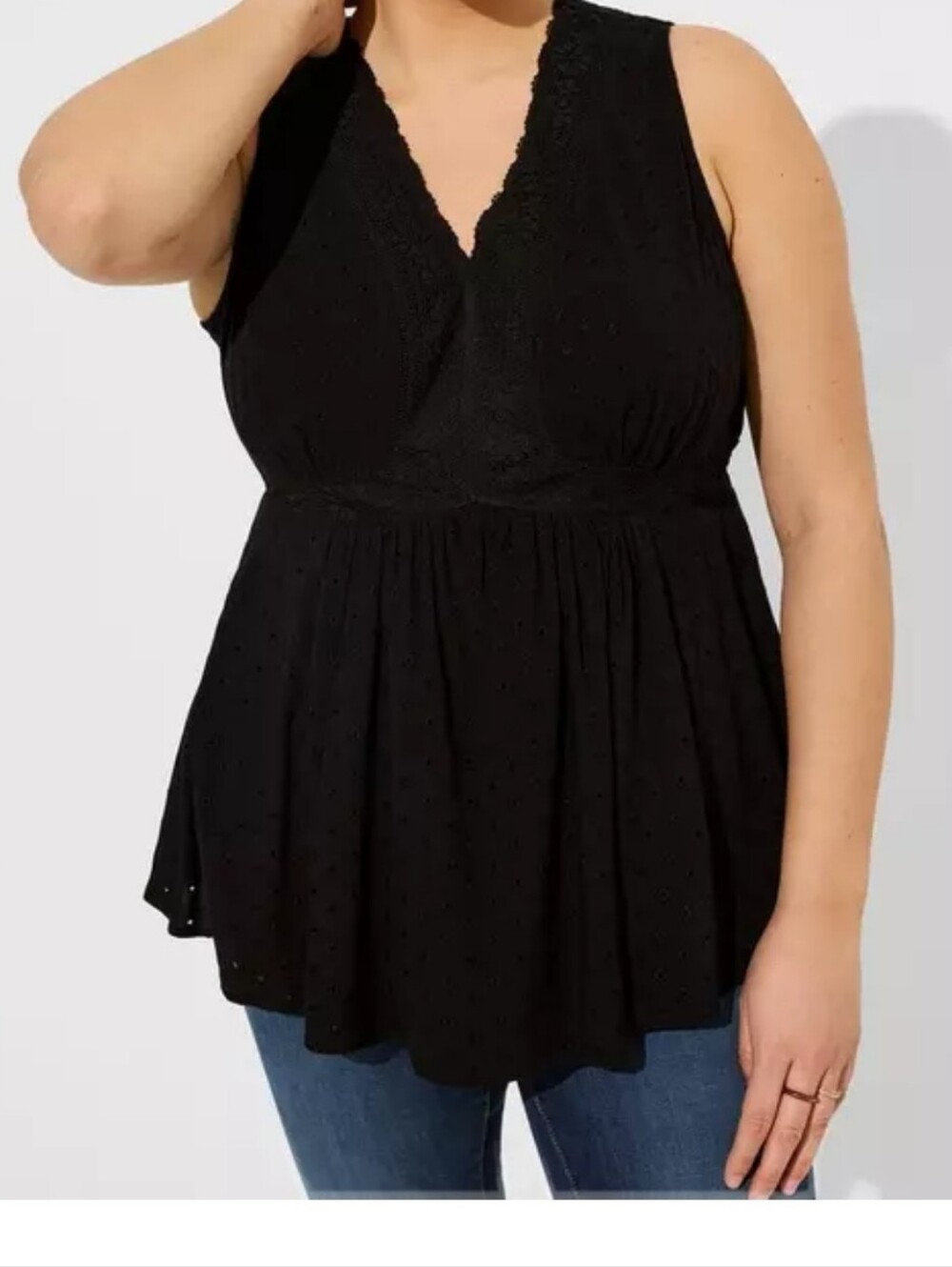 torrid Black Eyelet V-Neck Tank Top